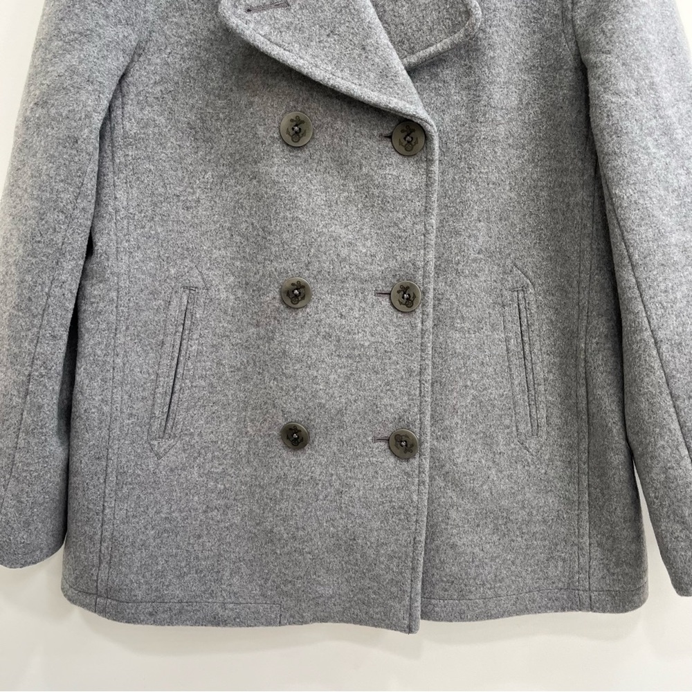 LL Bean Classic Lambswool Peacoat In Light Gray Heather Woman’s Size 14 - Picture 8 of 16